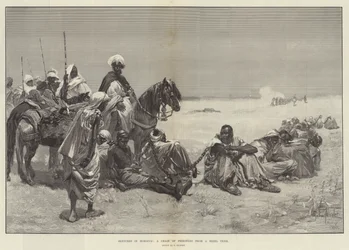 Bocetos en Marruecos, una cadena de prisioneros de una tribu rebelde